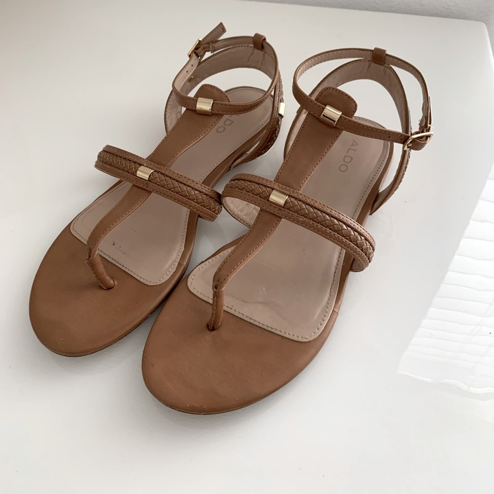 ALDO strap sandals in camel color